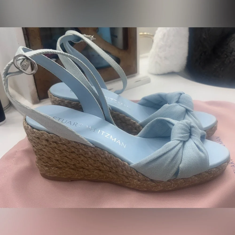 Stuart Weitzman Blue Espadrille Sandals New without box
